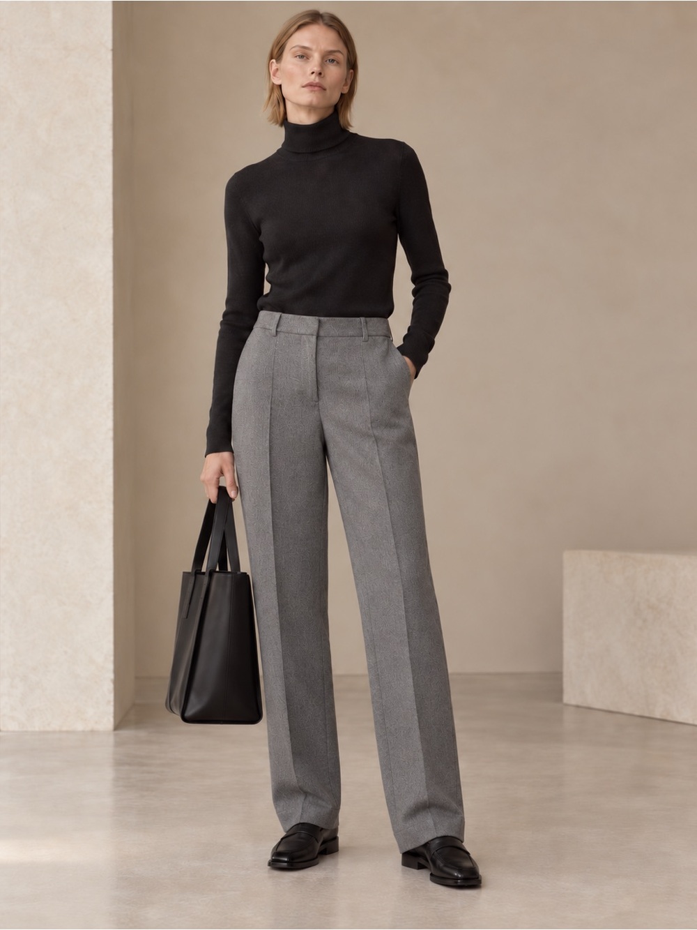 Stella McCartney Gray Wool Tailored Straight Leg Trousers Pants IT 50